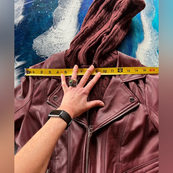 SALE! BUYorBUNDLE! Guess NEW Bordeaux FauxLeatherJacket zipsweater&hoodliner SzM - Picture 12 of 15